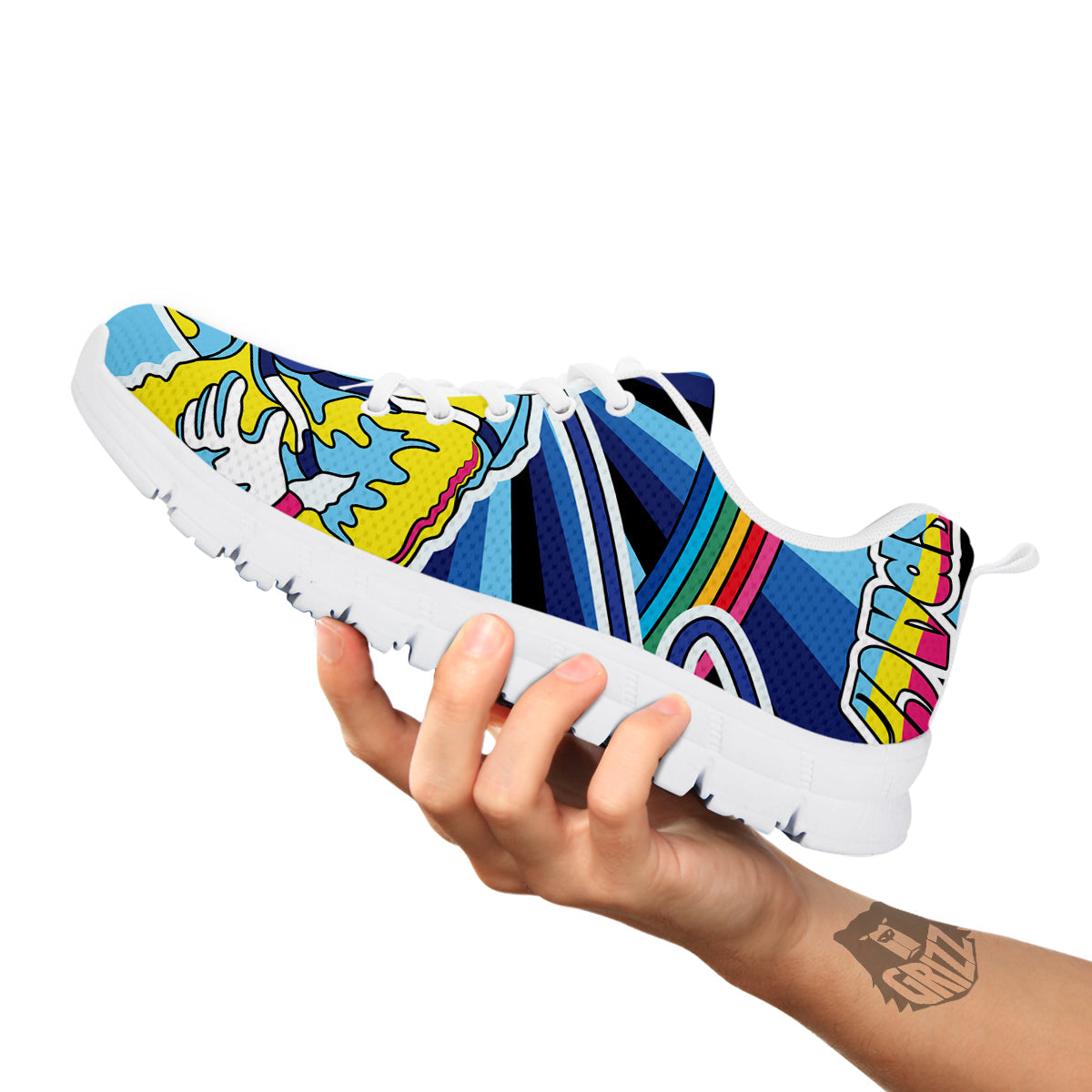 Psychedelic Space And Astronaut Print White Sneaker-grizzshop