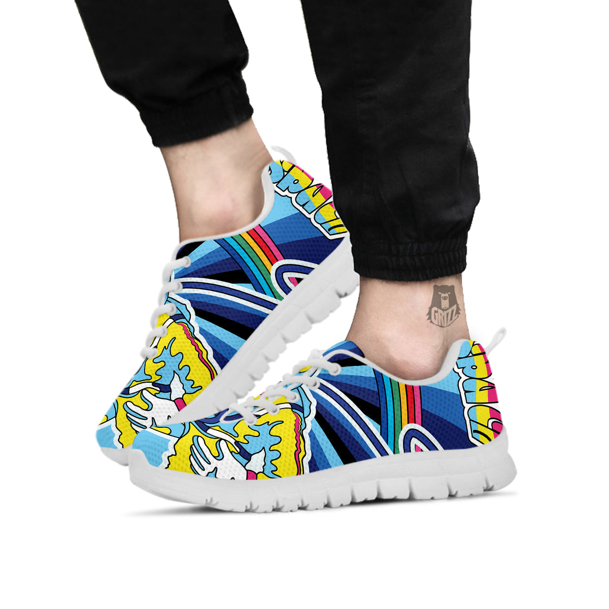 Psychedelic Space And Astronaut Print White Sneaker-grizzshop