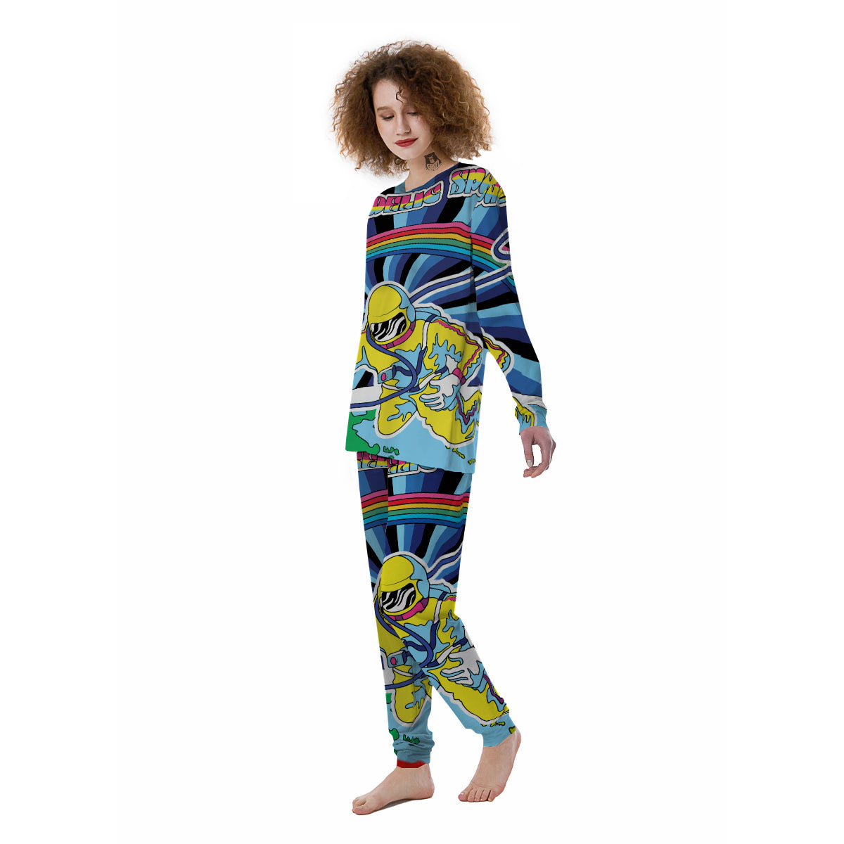 Psychedelic Space And Astronaut Print Women's Pajamas-grizzshop