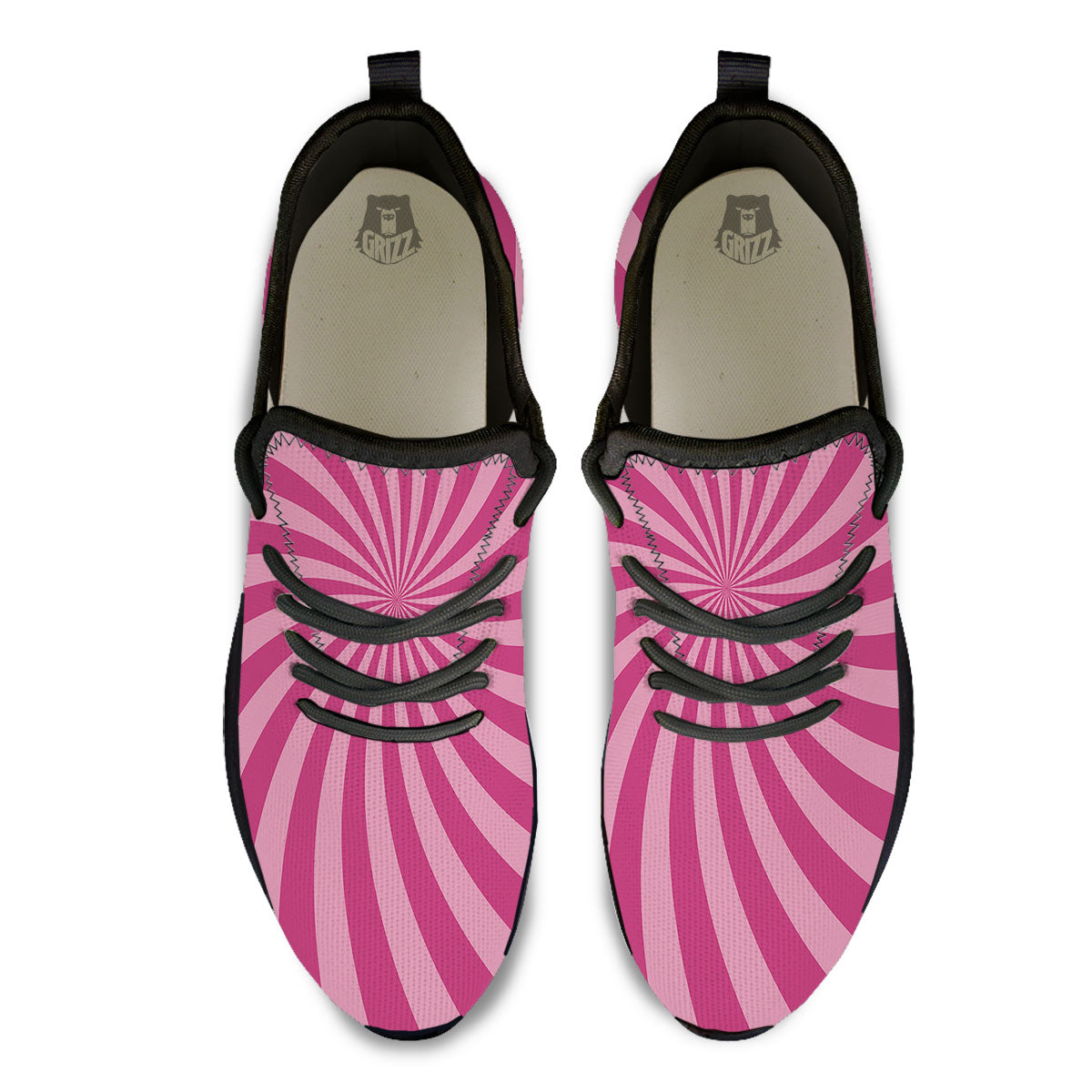 Psychedelic Swirl Pink Print Black Athletic Shoes-grizzshop