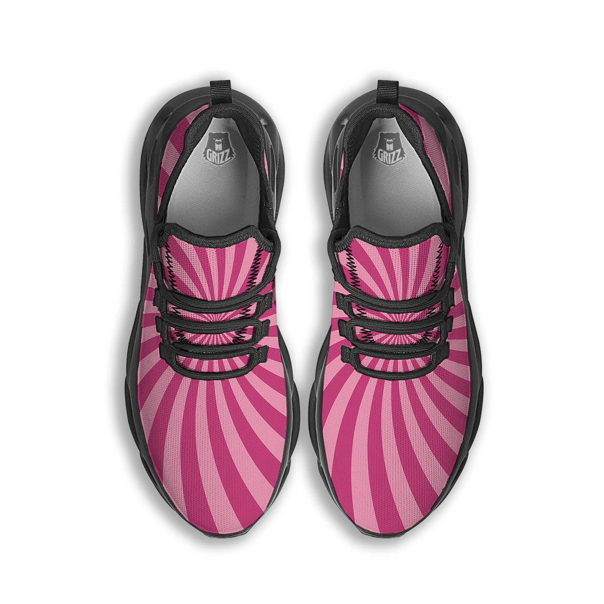 Psychedelic Swirl Pink Print Black Running Shoes-grizzshop