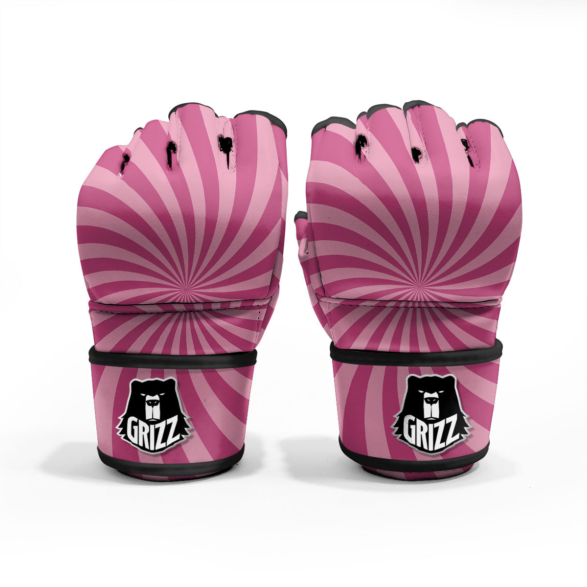 Psychedelic Swirl Pink Print MMA Gloves-grizzshop