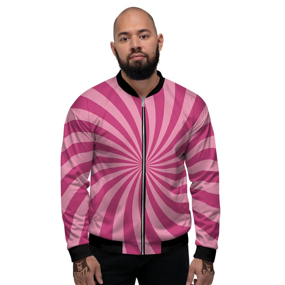 Psychedelic Swirl Pink Print Men's Bomber Jacket-grizzshop