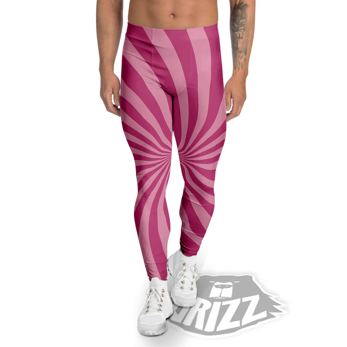 Psychedelic Swirl Pink Print Men's Leggings-grizzshop