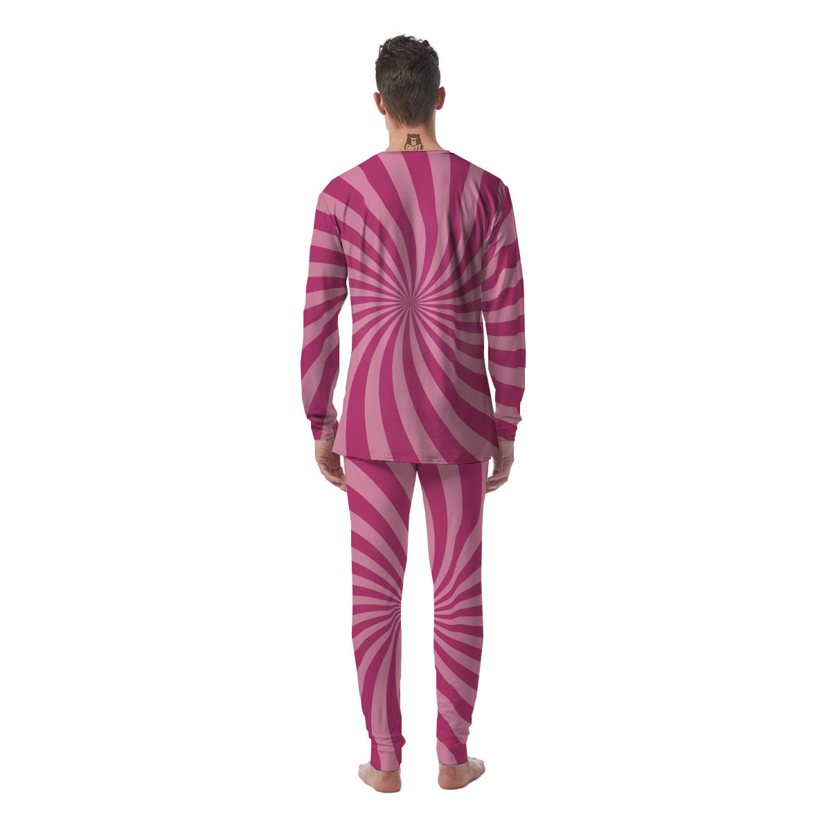 Psychedelic Swirl Pink Print Men's Pajamas-grizzshop