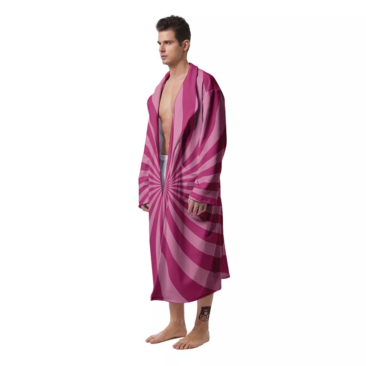 Psychedelic Swirl Pink Print Men's Robe-grizzshop