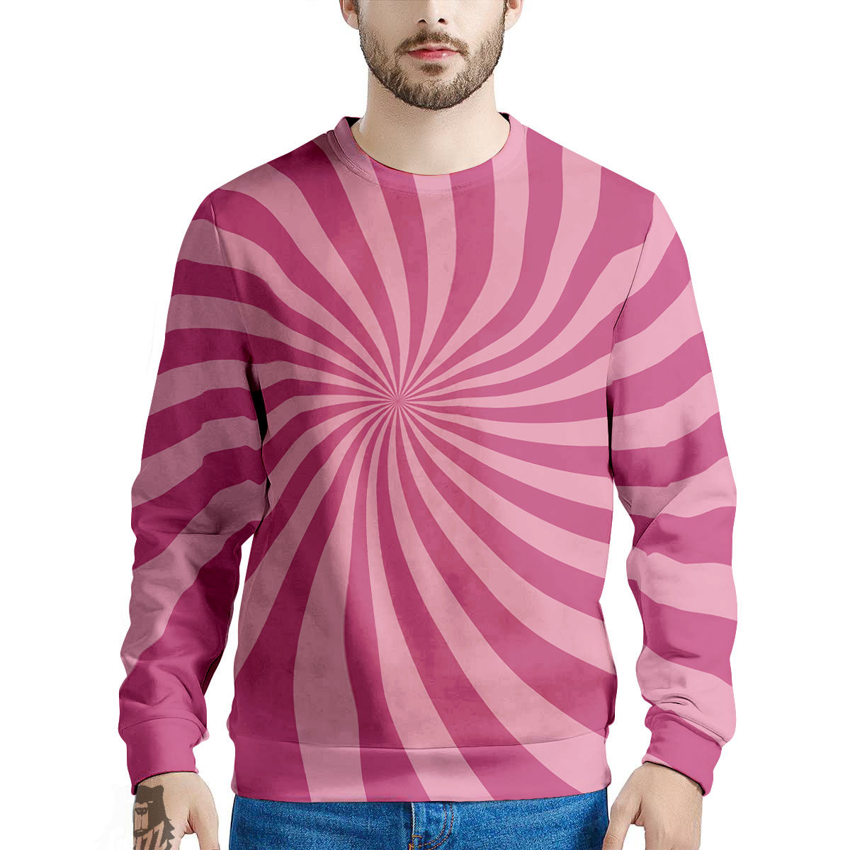 Psychedelic Swirl Pink Print Men's Sweatshirt-grizzshop