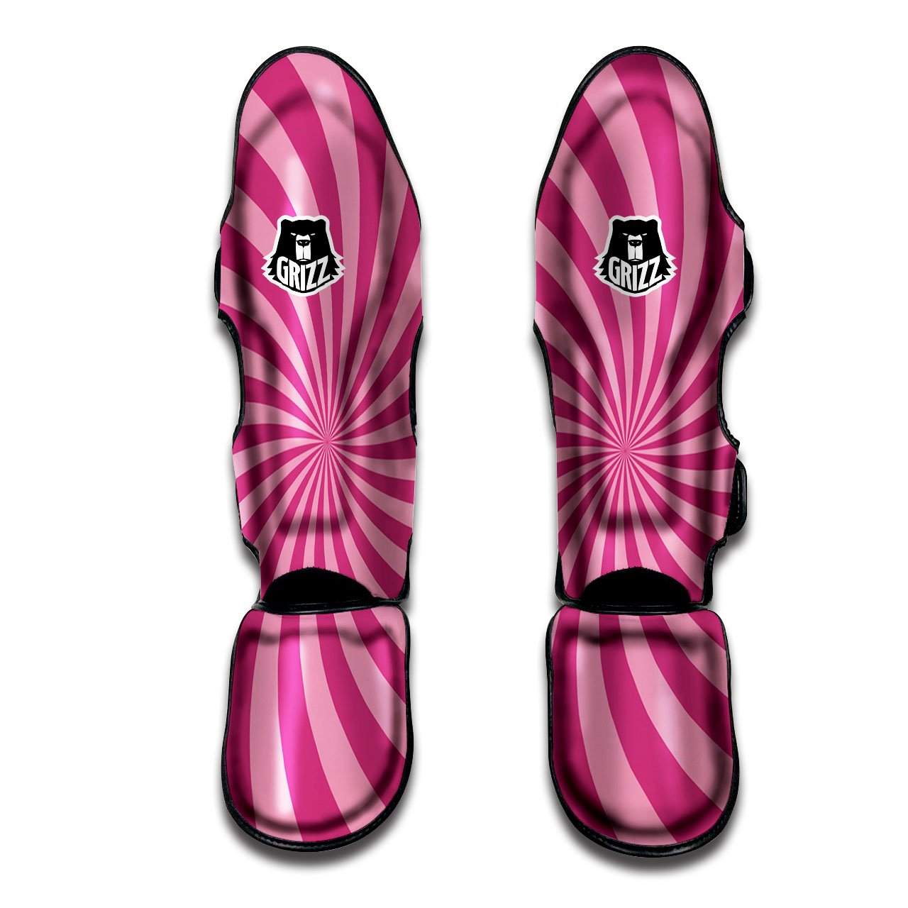 Psychedelic Swirl Pink Print Muay Thai Shin Guards-grizzshop