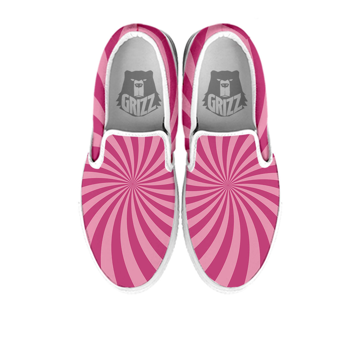 Psychedelic Swirl Pink Print White Slip On Shoes-grizzshop