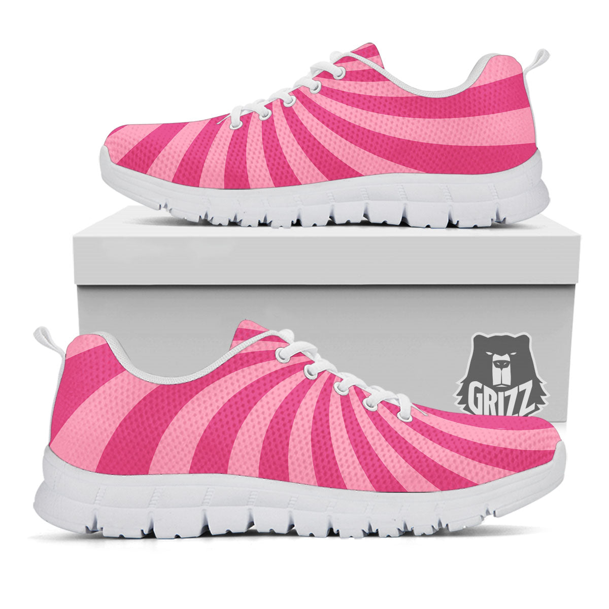 Psychedelic Swirl Pink Print White Sneaker-grizzshop