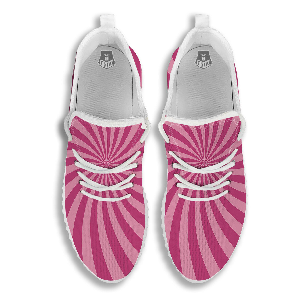 Psychedelic Swirl Pink Print White Walking Shoes-grizzshop