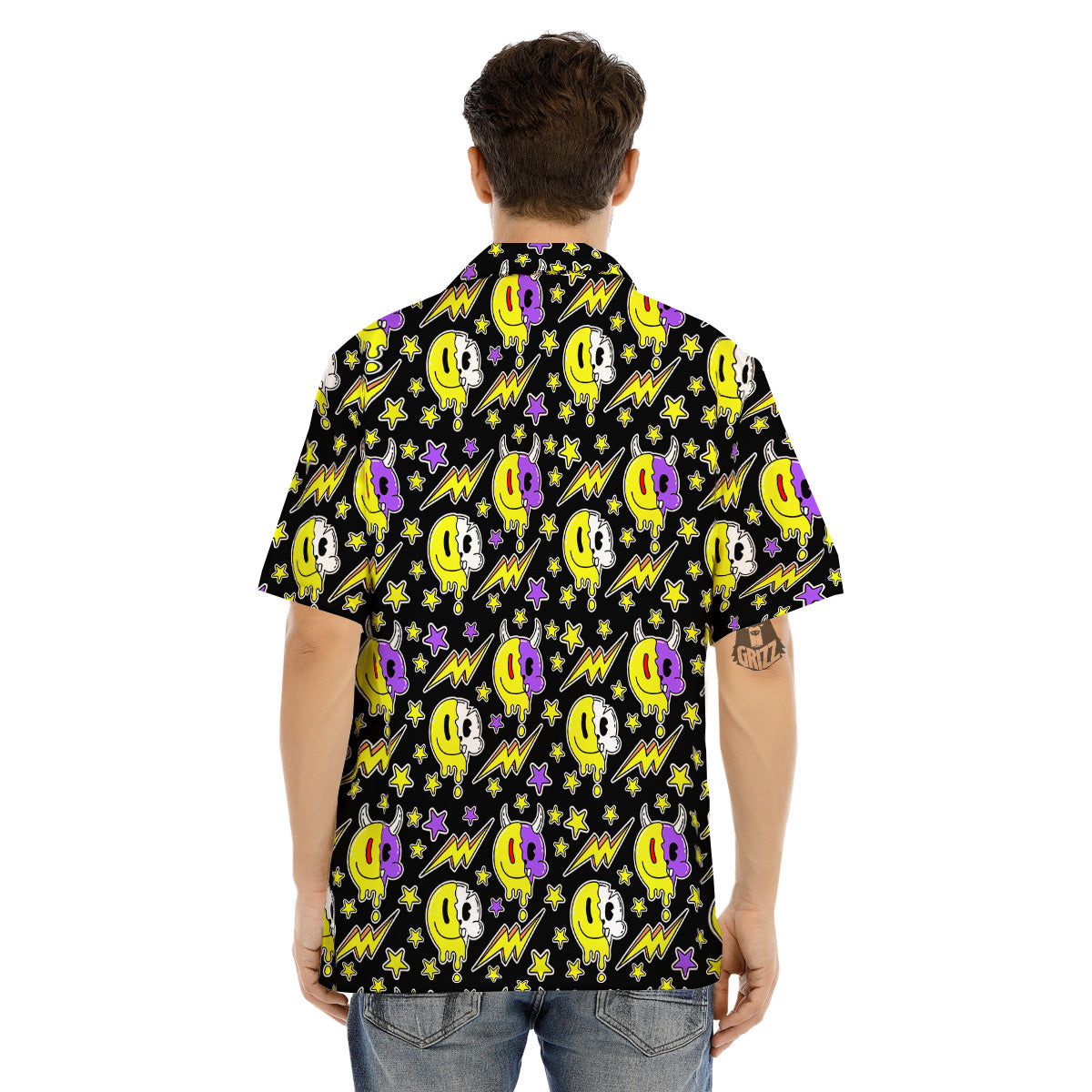 Psychedelic Trippy Acid Emoji Print Pattern Men's Hawaiian Shirt-grizzshop