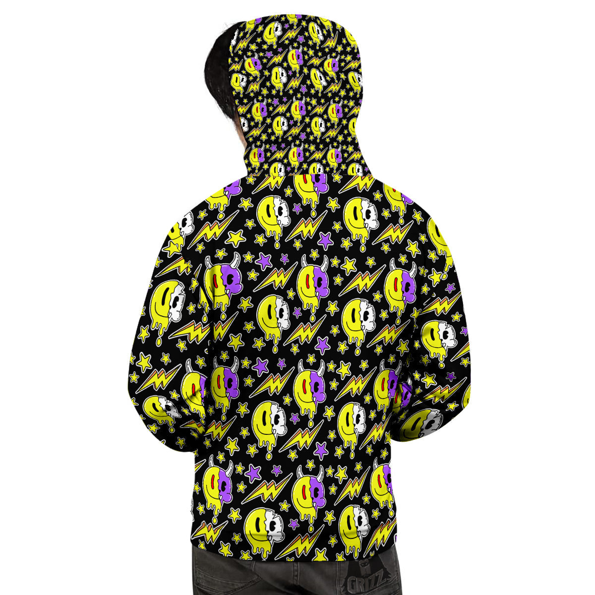 Psychedelic Trippy Acid Emoji Print Pattern Men's Hoodie-grizzshop