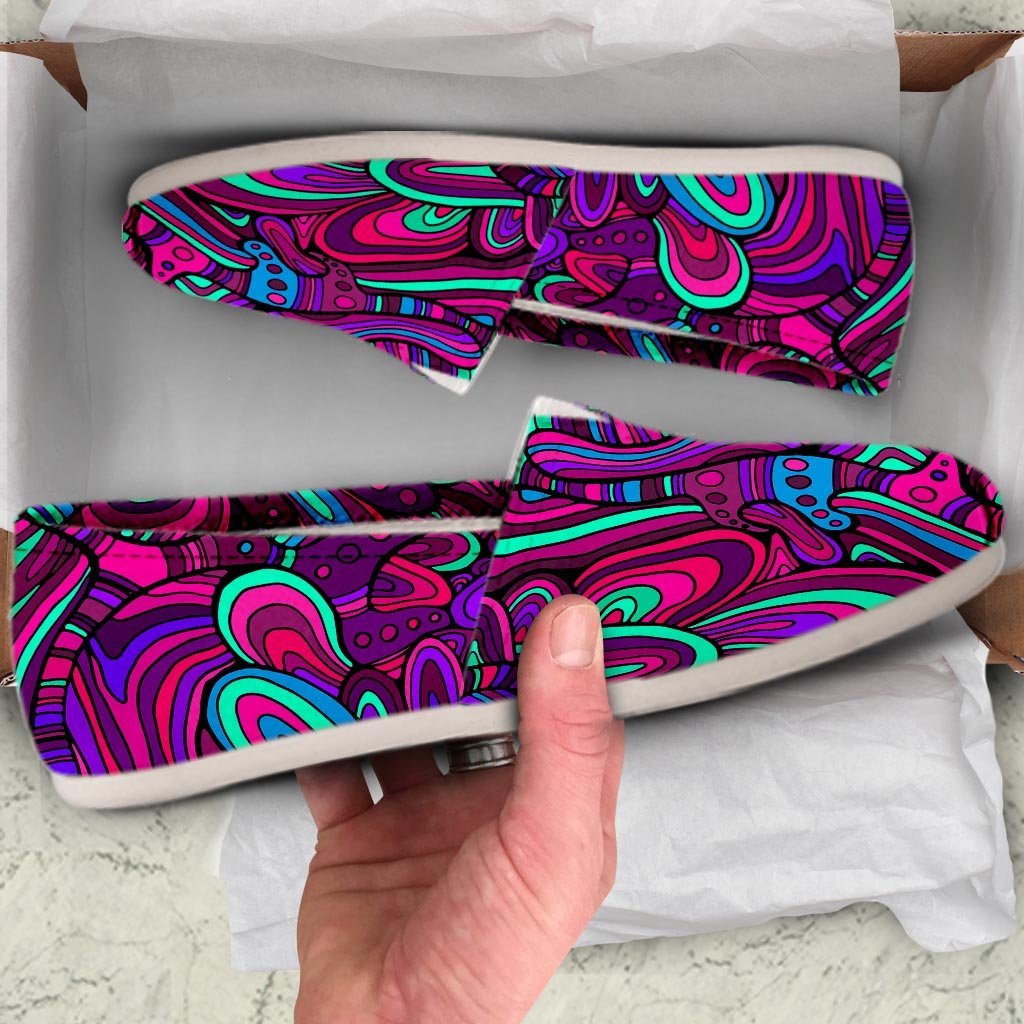 Psychedelic Trippy Doodle Canvas Shoes-grizzshop