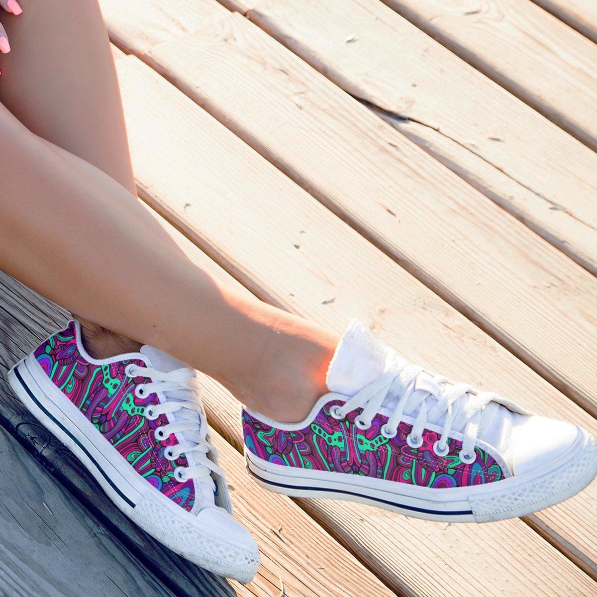 Psychedelic Trippy Doodle Men's Low Top Shoes-grizzshop