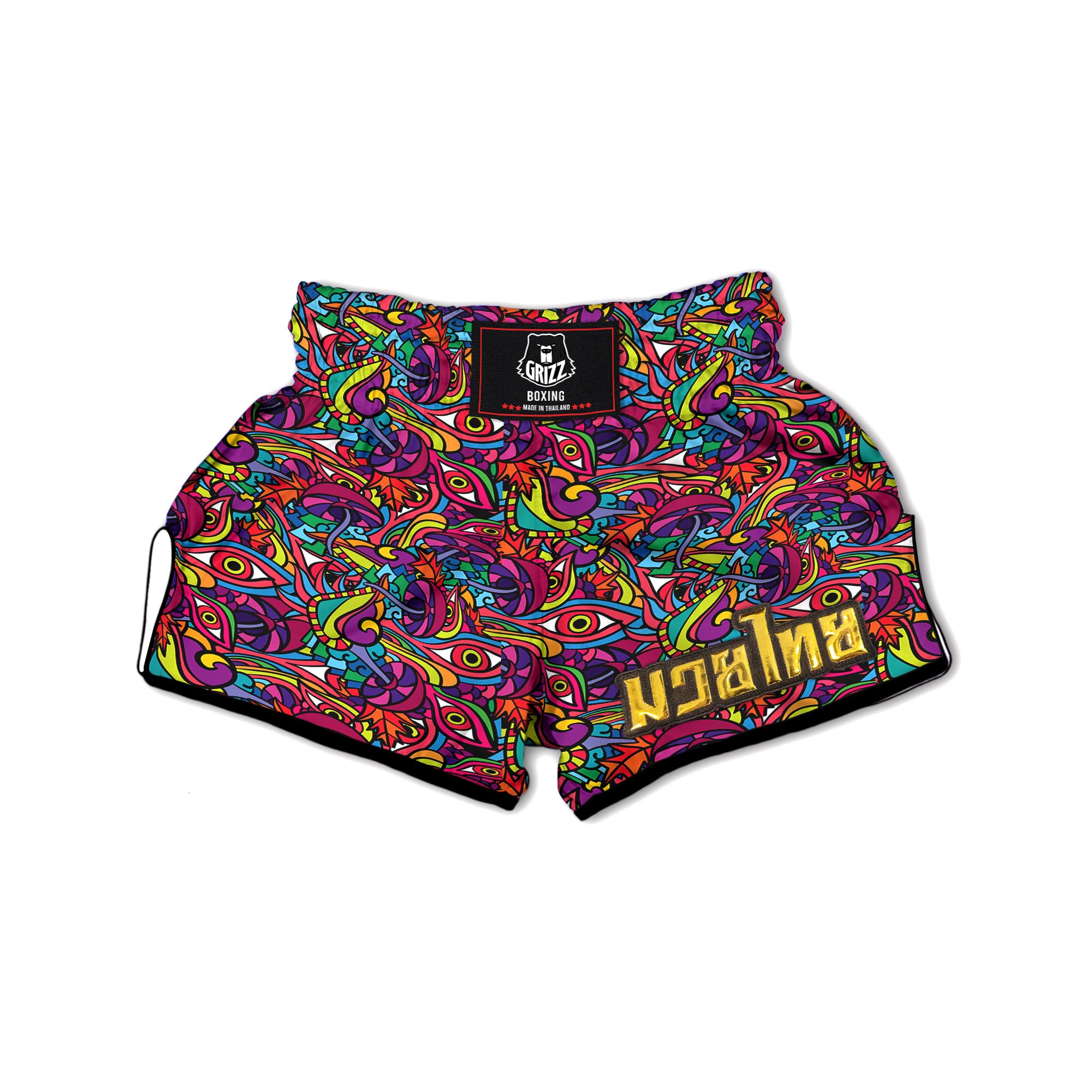 Psychedelic Trippy Doodle Muay Thai Boxing Shorts-grizzshop