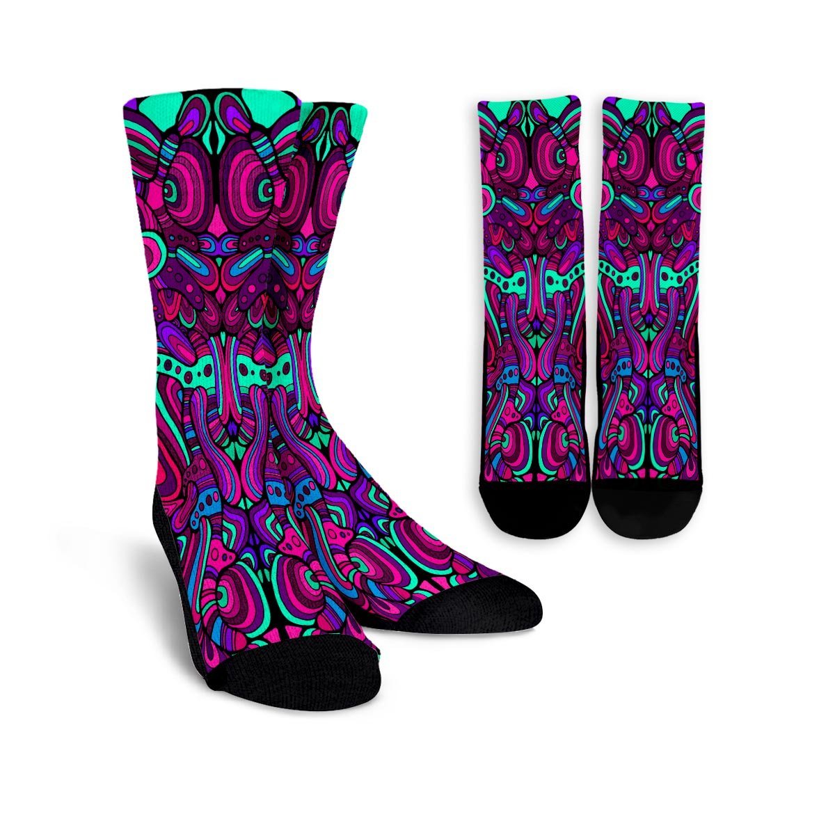 Psychedelic Trippy Doodle Unisex Socks-grizzshop