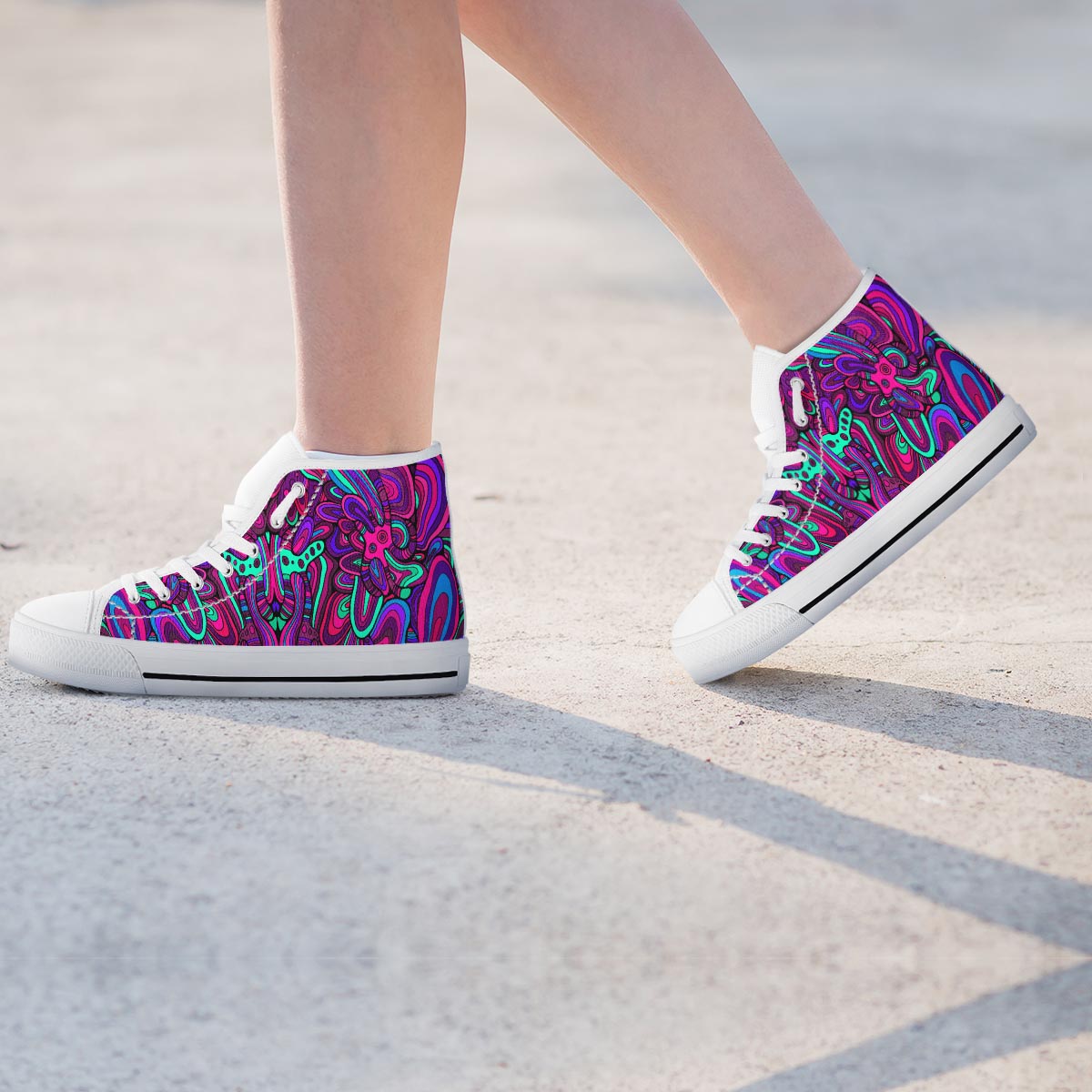 Psychedelic Trippy Doodle Women's High Top Shoes-grizzshop