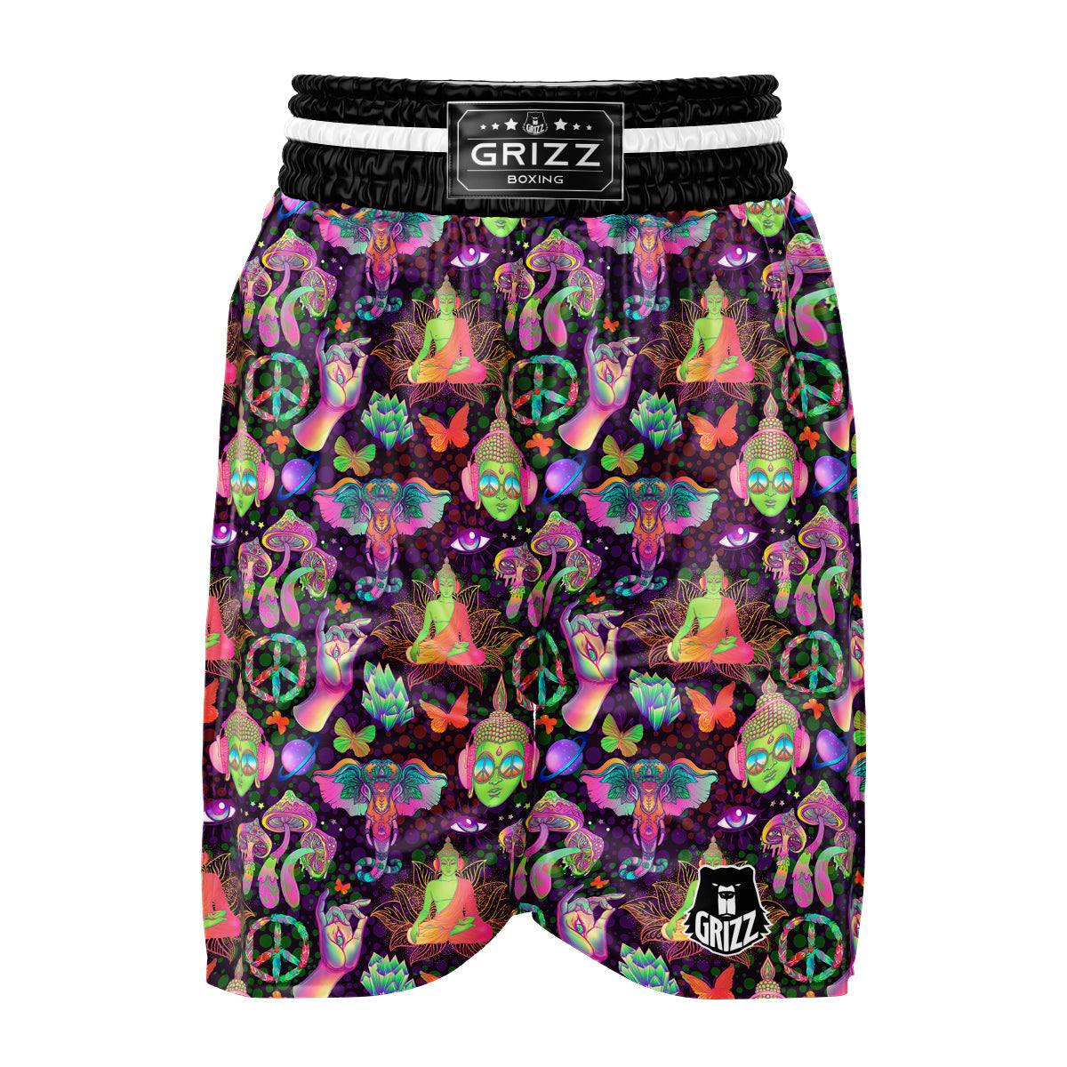 Psychedelic Trippy Drug Cartoon Print Pattern Boxing Shorts-grizzshop