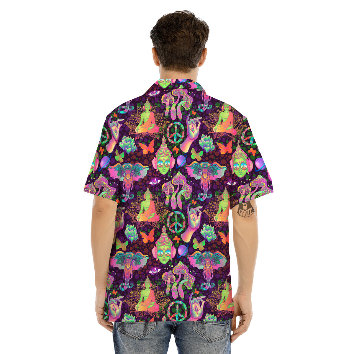 Psychedelic Trippy Drug Cartoon Print Pattern Men's Hawaiian Shirt-grizzshop