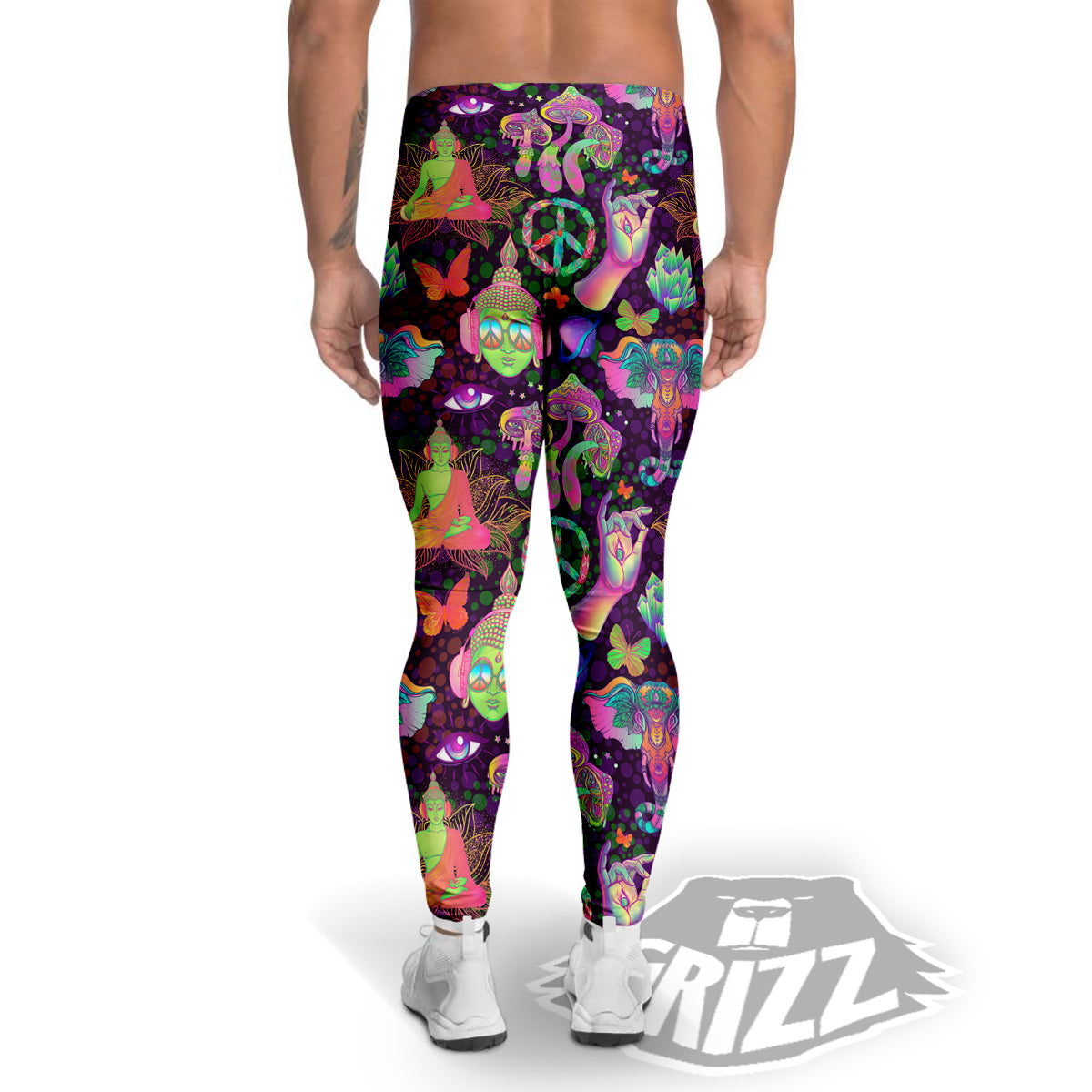 Psychedelic Trippy Drug Cartoon Print Pattern Men's Leggings-grizzshop