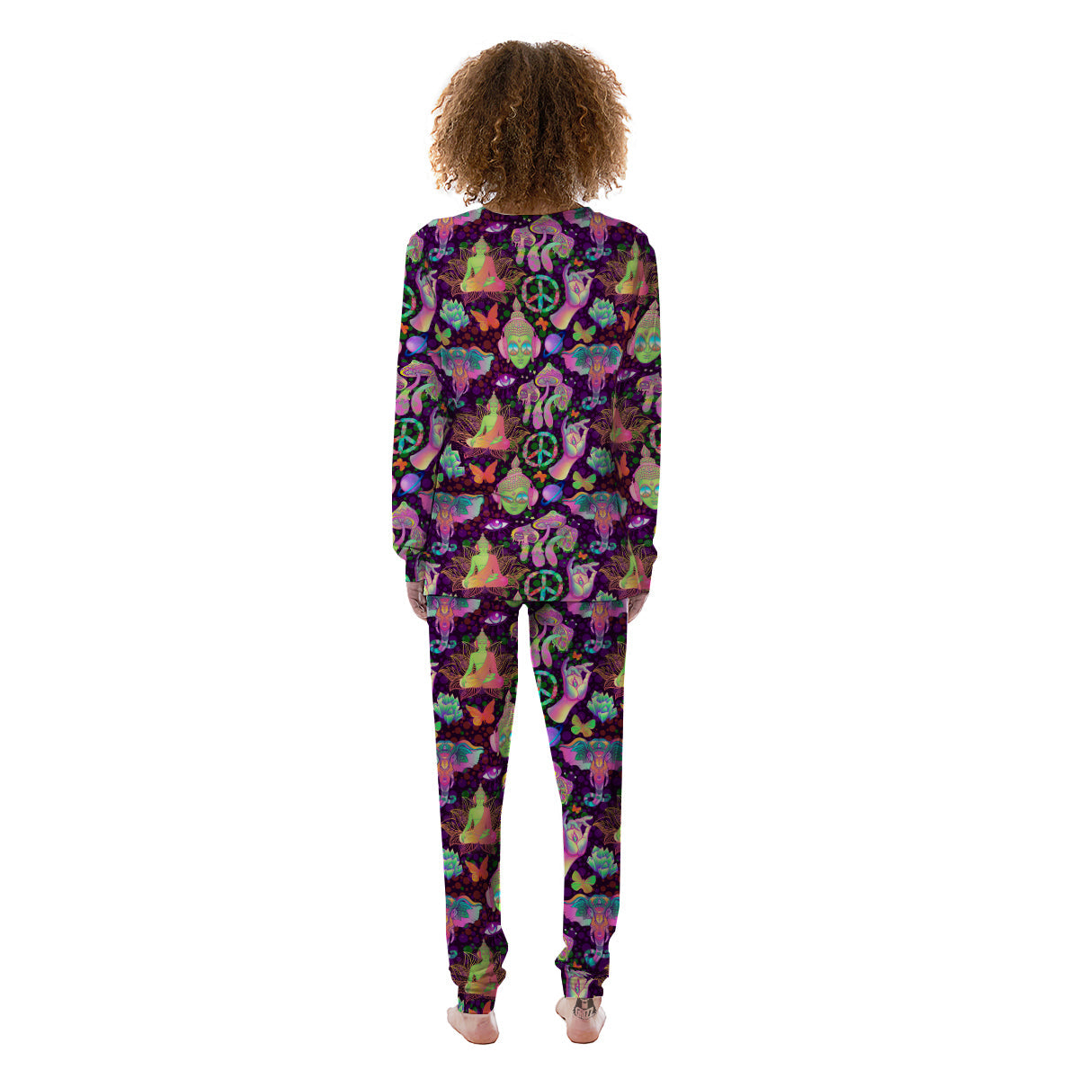 Psychedelic Trippy Drug Cartoon Print Pattern Women's Pajamas-grizzshop