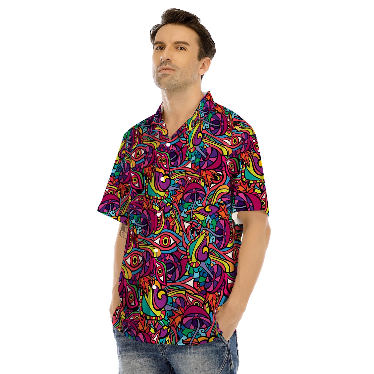 Psychedelic Trippy Eye Men’s Hawaiian Shirt-grizzshop