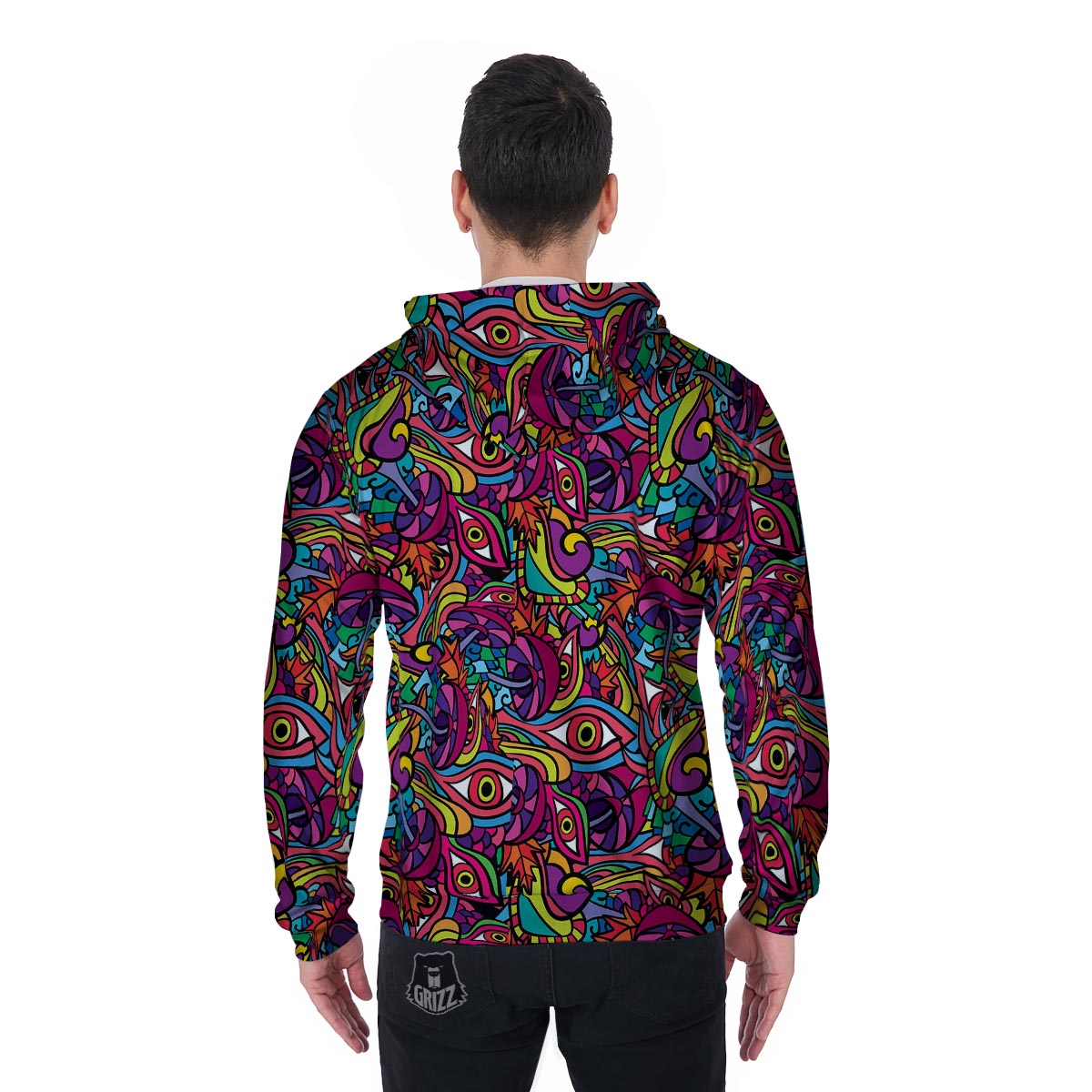 Psychedelic Trippy Eye Men's Zip Up Hoodie-grizzshop
