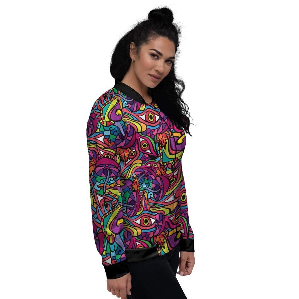 Psychedelic Trippy Eye Women's Bomber Jacket-grizzshop