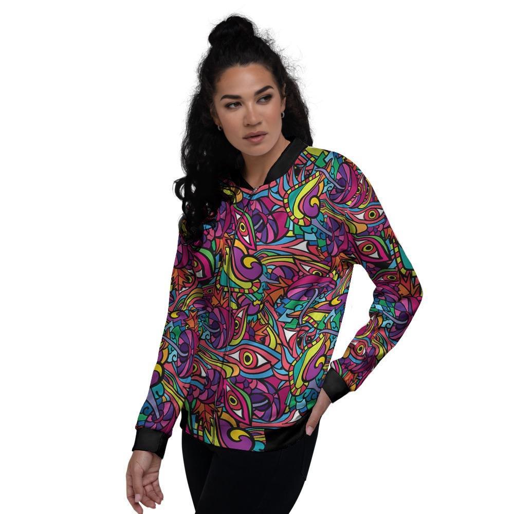 Psychedelic Trippy Eye Women's Bomber Jacket-grizzshop