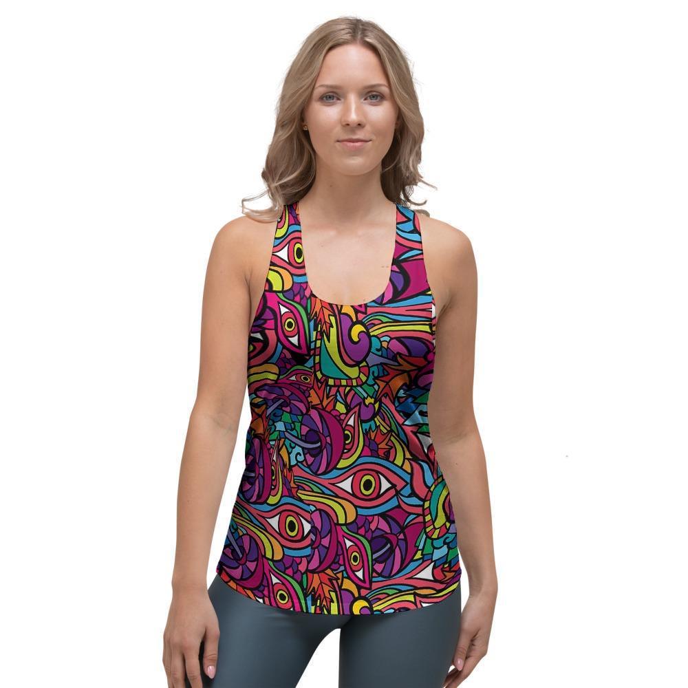Psychedelic Trippy Eye Women's Racerback Tank Top-grizzshop