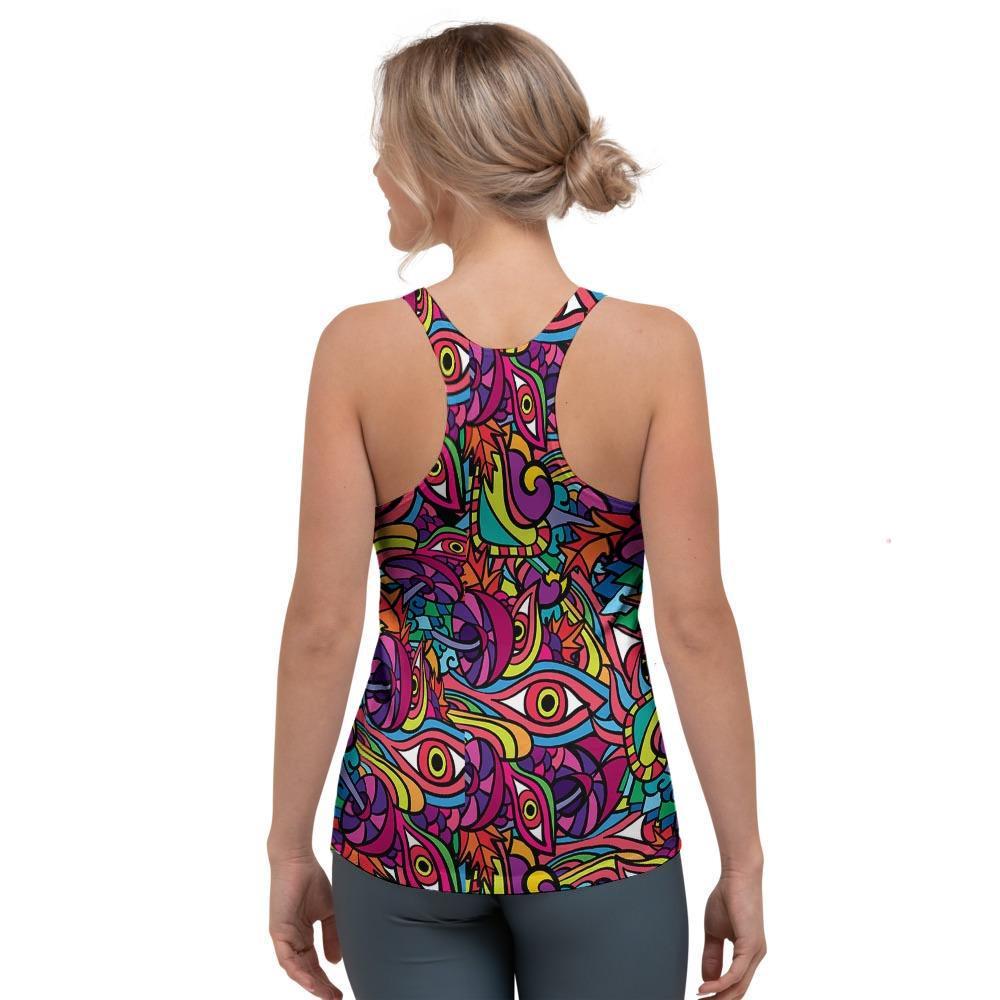 Psychedelic Trippy Eye Women's Racerback Tank Top-grizzshop