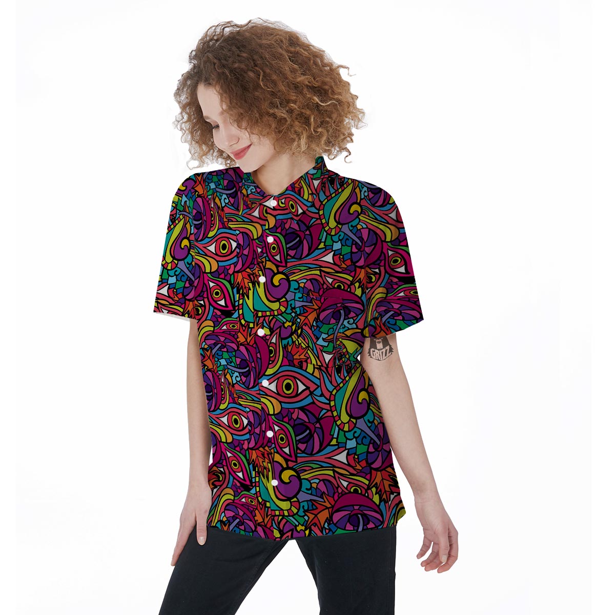 Psychedelic Trippy Eye Women's Short Sleeve Shirts-grizzshop