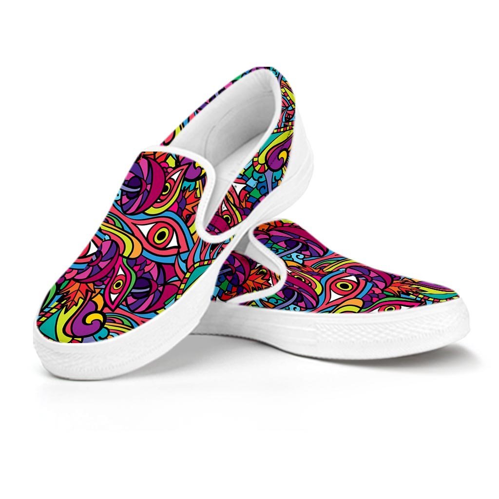 Psychedelic Trippy Eye Women's Slip On Sneakers-grizzshop