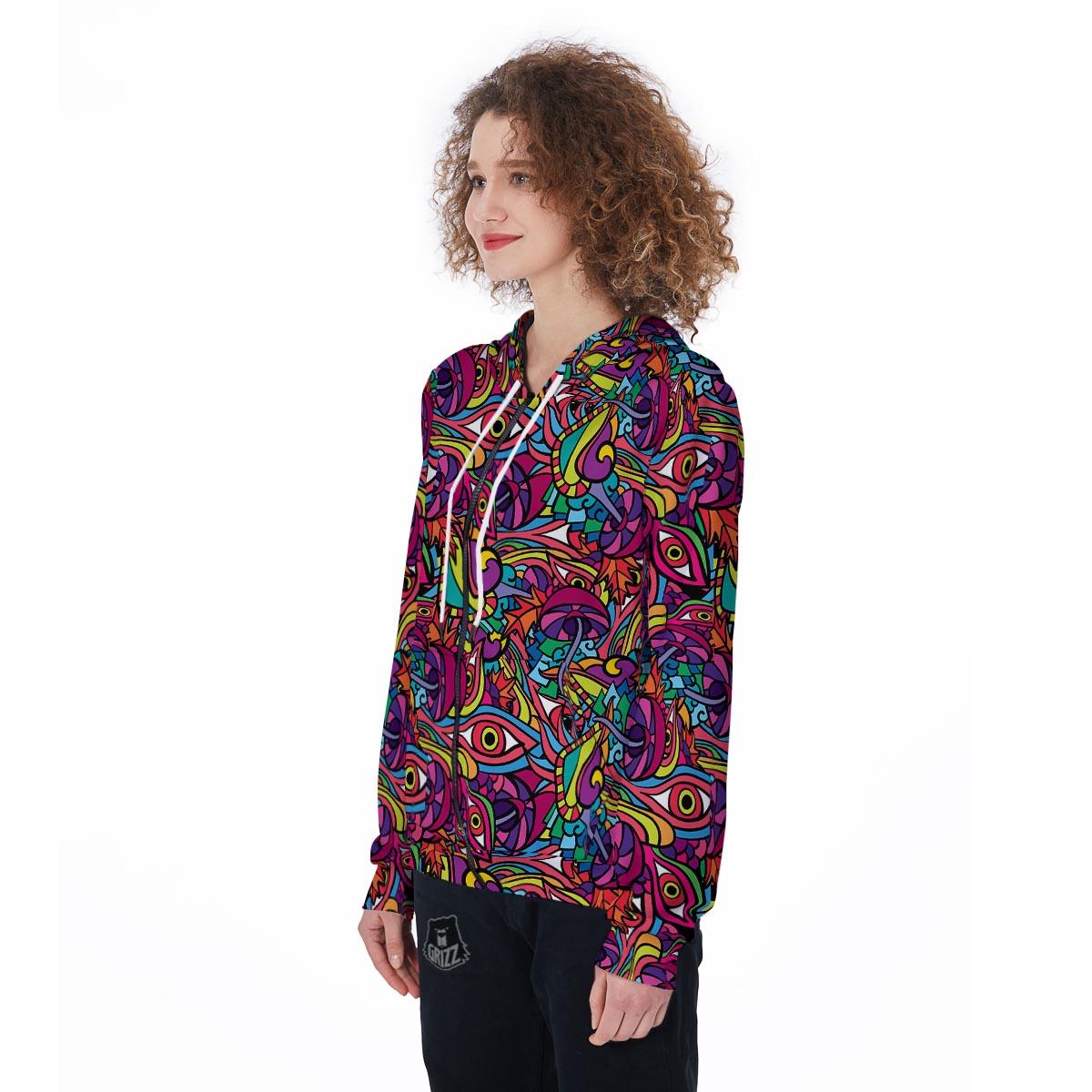 Psychedelic Trippy Eye Women's Zip Up Hoodie-grizzshop