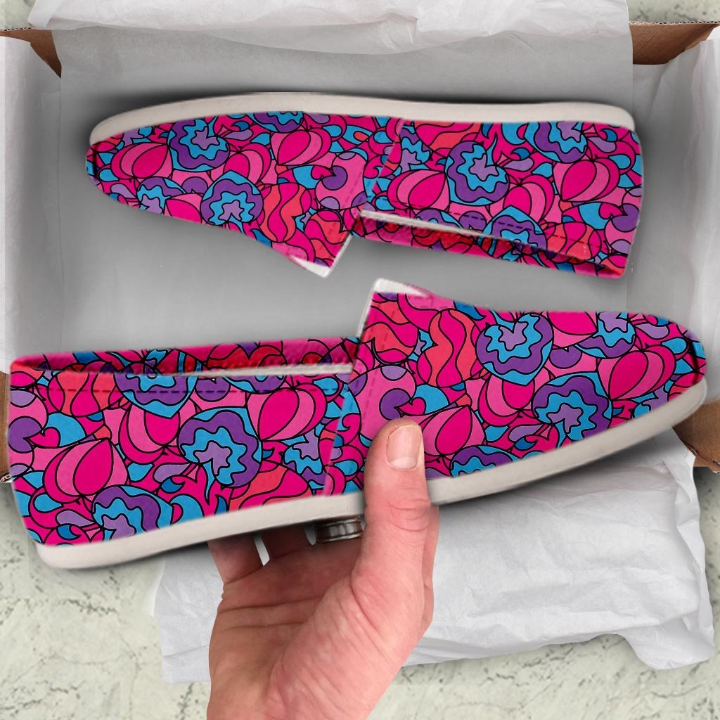 Psychedelic Trippy Hippie Heart Canvas Shoes-grizzshop