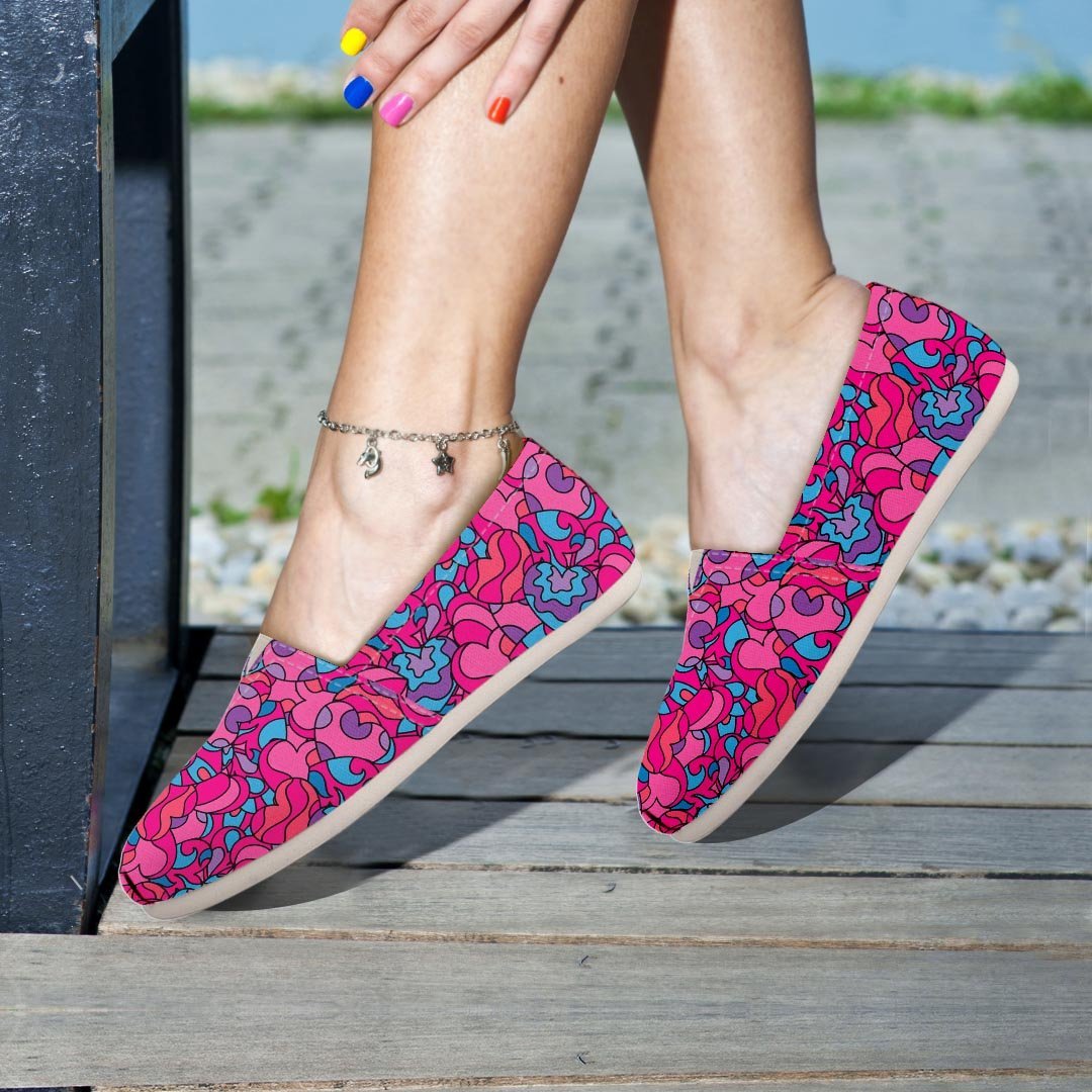 Psychedelic Trippy Hippie Heart Canvas Shoes-grizzshop