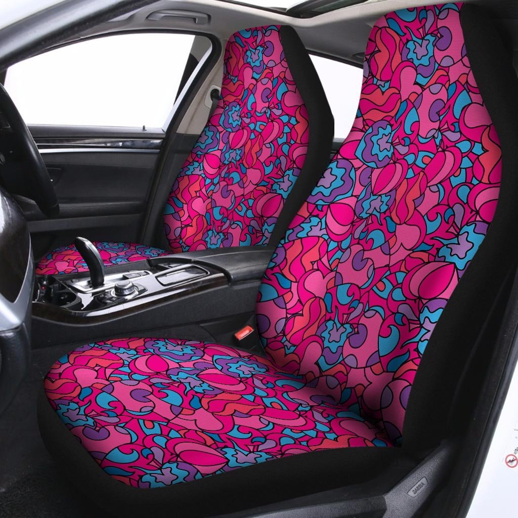 Psychedelic Trippy Hippie Heart Car Seat Covers-grizzshop
