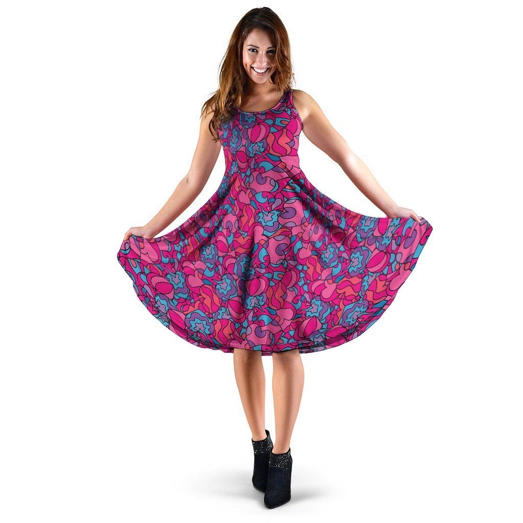 Psychedelic Trippy Hippie Heart Dress-grizzshop