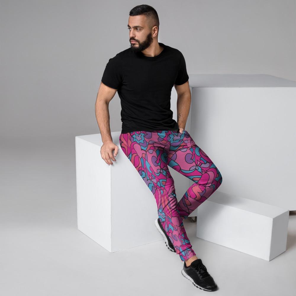 Psychedelic Trippy Hippie Heart Men's Joggers-grizzshop