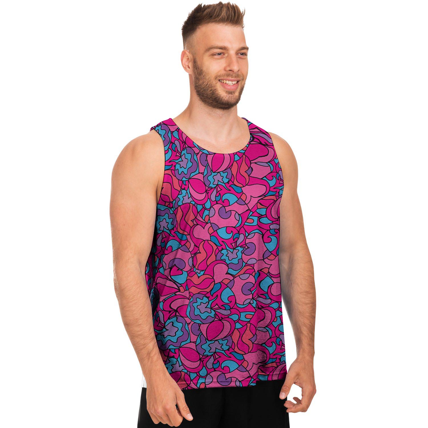 Psychedelic Trippy Hippie Heart Men's Tank Tops-grizzshop
