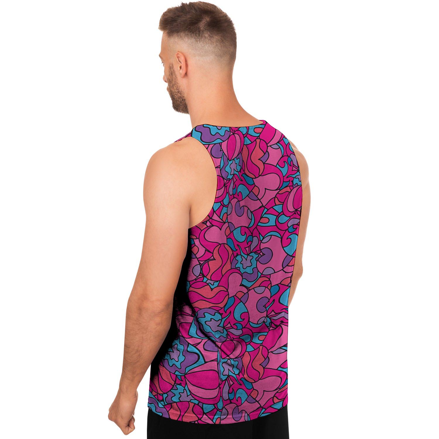 Psychedelic Trippy Hippie Heart Men's Tank Tops-grizzshop