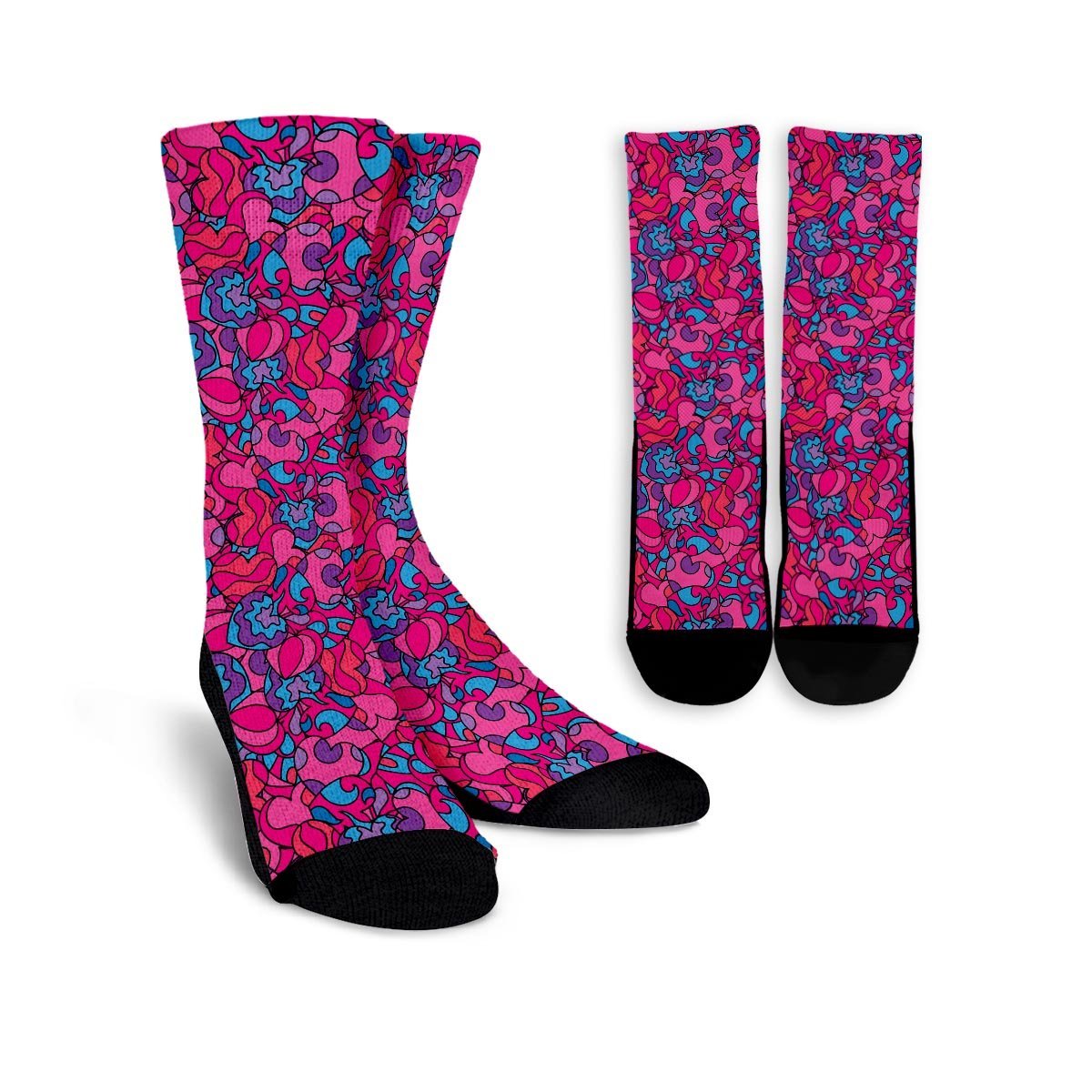 Psychedelic Trippy Hippie Heart Unisex Socks-grizzshop