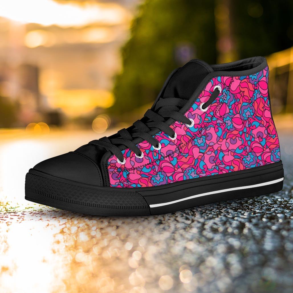 Psychedelic Trippy Hippie Heart Women's High Top Shoes-grizzshop