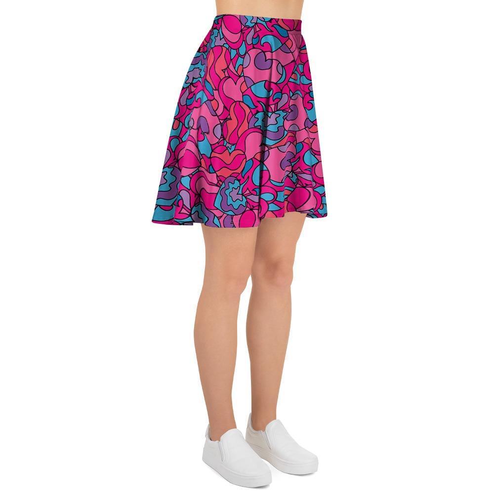 Psychedelic Trippy Hippie Heart Women's Skirt-grizzshop