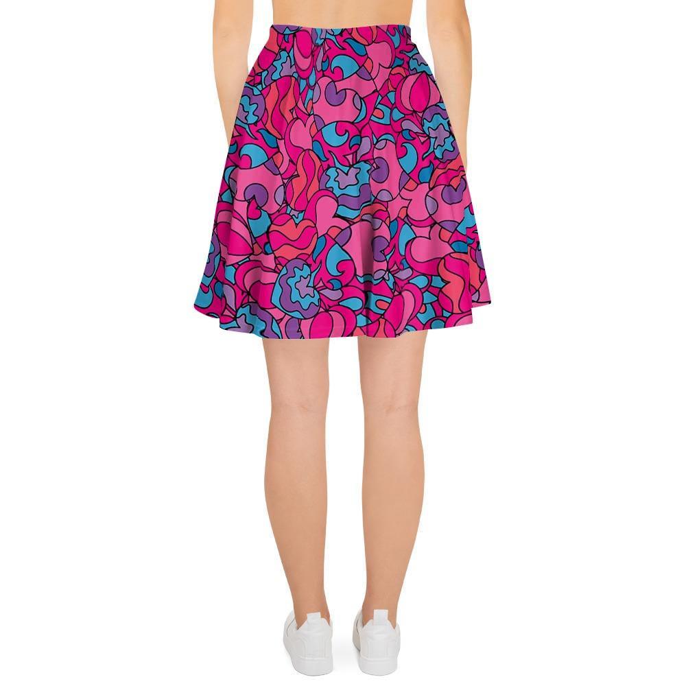 Psychedelic Trippy Hippie Heart Women's Skirt-grizzshop