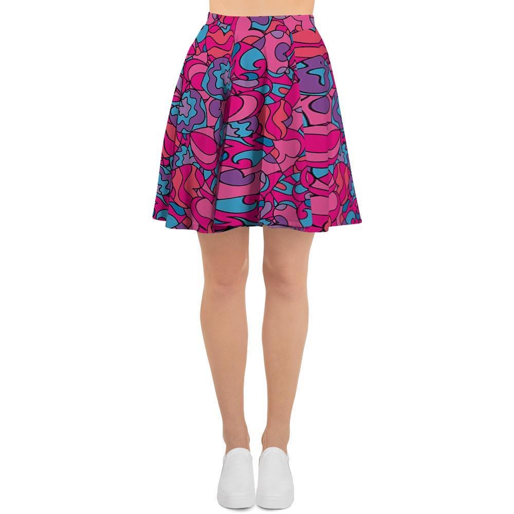 Psychedelic Trippy Hippie Heart Women's Skirt-grizzshop
