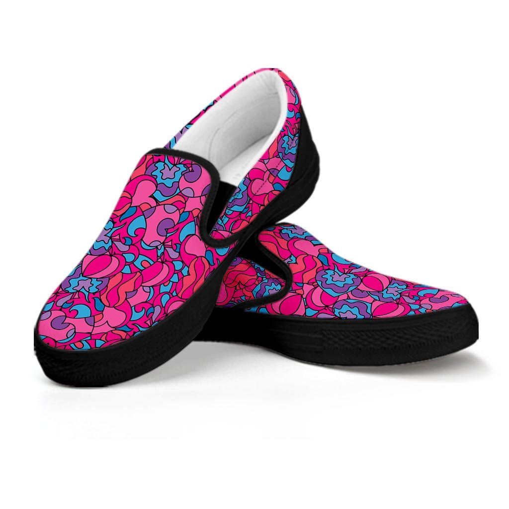 Psychedelic Trippy Hippie Heart Women's Slip On Sneakers-grizzshop