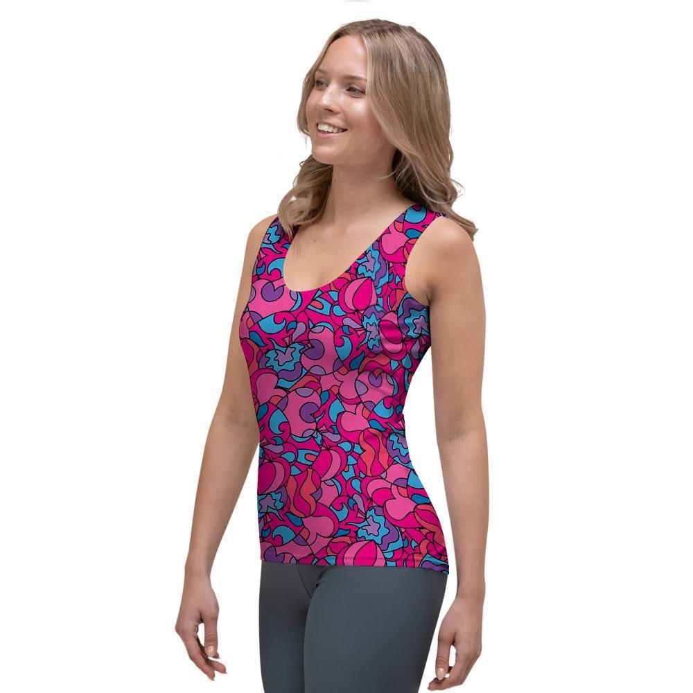 Psychedelic Trippy Hippie Heart Women's Tank Top-grizzshop