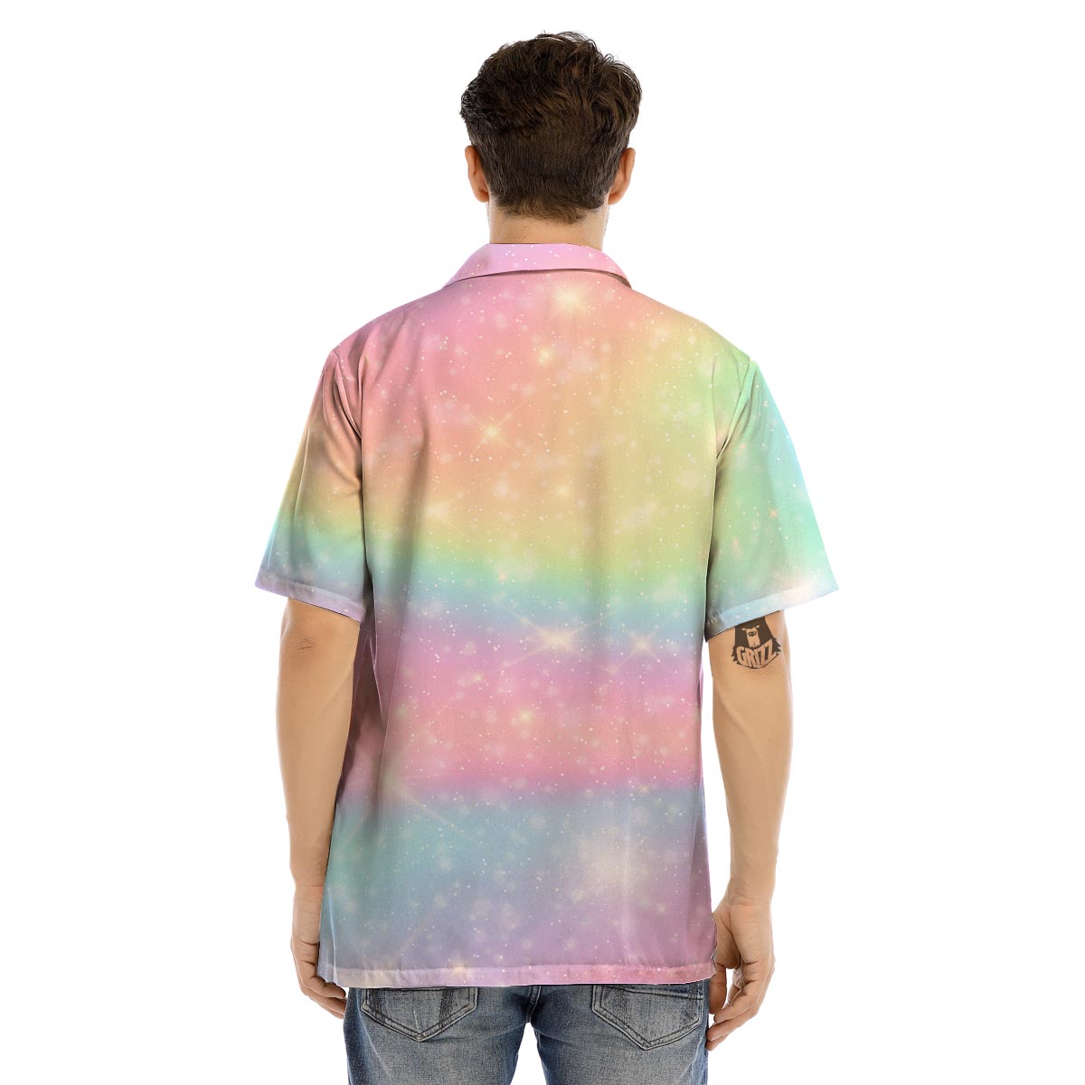 Psychedelic Trippy Holographic Men’s Hawaiian Shirt-grizzshop
